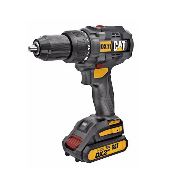 Caterpillar Cat 18V 1 FOR ALL 1/2 in. Cordless Drill/Driver with Brushless Motor and Two Batteries - DX11