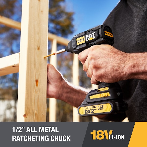 Caterpillar Cat 18V 1 FOR ALL 1/2 in. Cordless Drill/Driver with Brushless Motor and Two Batteries - DX11