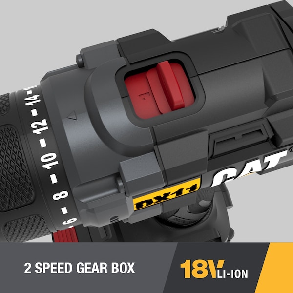 Caterpillar Cat 18V 1 FOR ALL 1/2 in. Cordless Drill/Driver with Brushless Motor and Two Batteries - DX11