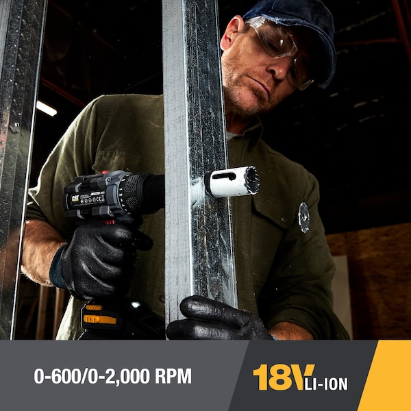 Caterpillar Cat 18V 1 FOR ALL 1/2 in. Cordless Drill/Driver with Brushless Motor and Two Batteries - DX11