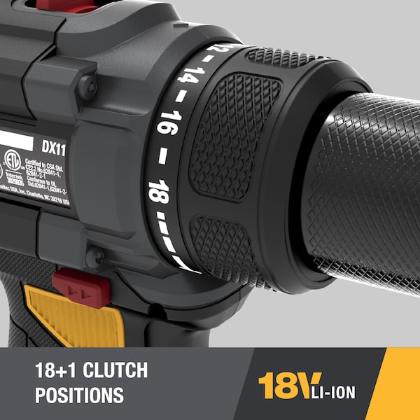 Caterpillar Cat 18V 1 FOR ALL 1/2 in. Cordless Drill/Driver with Brushless Motor and Two Batteries - DX11