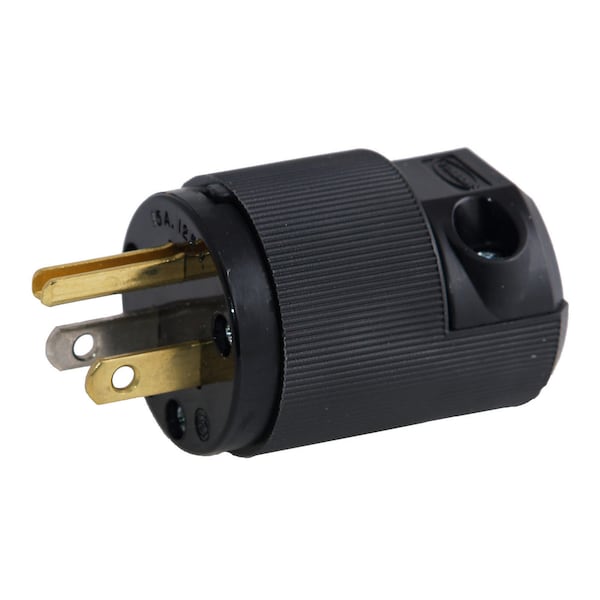 Hubbell Wiring Device-Kellems Straight Blade Devices, Male Plug, Insulgrip Heavy Duty, Industrial/Commercial Grade, Straight, 15A 125V, 5-15P, Extra Large Cord - HBL5266EBK