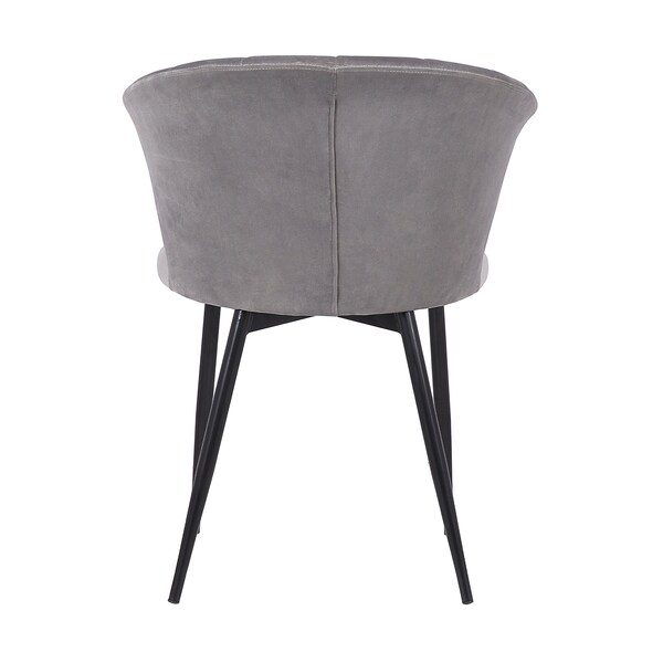 Armen Living Lulu Contemporary Dining Chair in Black Powder Coated Finish and Gray Velvet - LCLUCHBLGREY