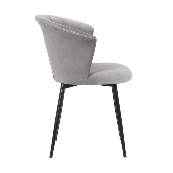 Armen Living Lulu Contemporary Dining Chair in Black Powder Coated Finish and Gray Velvet - LCLUCHBLGREY