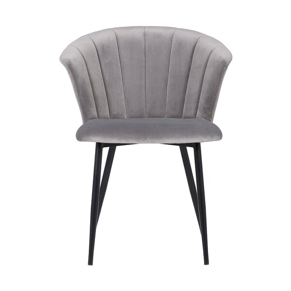 Armen Living Lulu Contemporary Dining Chair in Black Powder Coated Finish and Gray Velvet - LCLUCHBLGREY