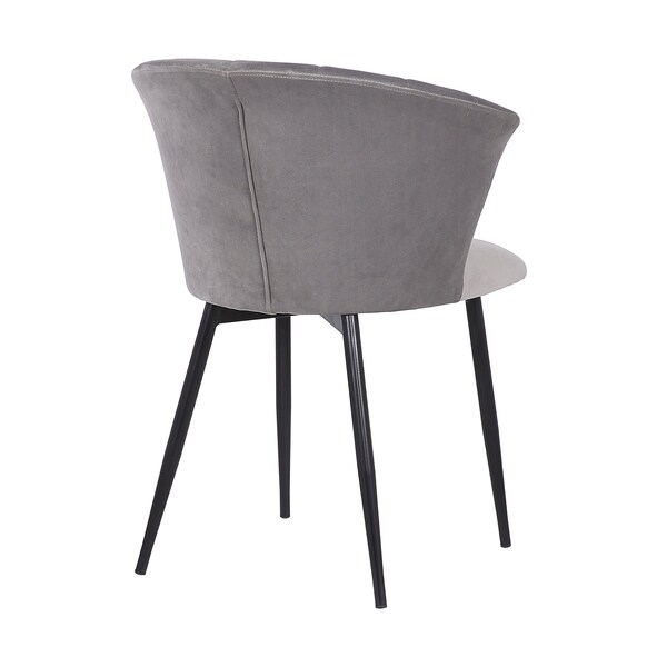 Armen Living Lulu Contemporary Dining Chair in Black Powder Coated Finish and Gray Velvet - LCLUCHBLGREY