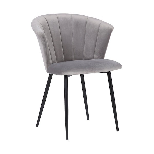 Armen Living Lulu Contemporary Dining Chair in Black Powder Coated Finish and Gray Velvet - LCLUCHBLGREY