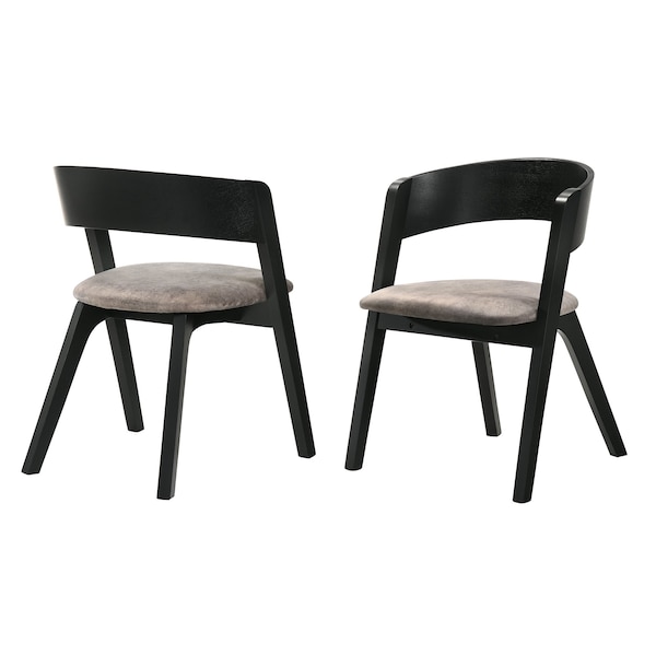 Armen Living Jackie Mid-Century Upholstered Dining Chairs in Black finish - Set of 2 - LCJASIBRBL