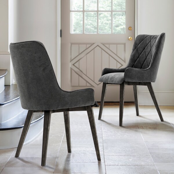 Armen Living Alana Charcoal Upholstered Dining Chair - Set of 2 - LCALCHTGCH