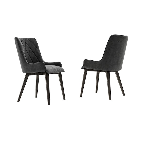 Armen Living Alana Charcoal Upholstered Dining Chair - Set of 2 - LCALCHTGCH