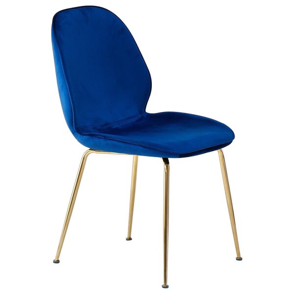 Kd Gabinetes Velvet Mid Century Upholstered Side Chairs, Blue - Set of 2 - KD2204522