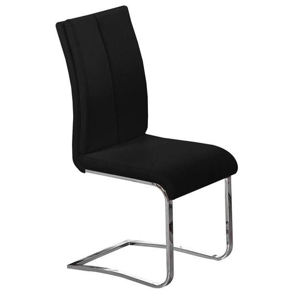 Kd Gabinetes Russell Modern Faux Leather with Chrome Dining Side Chairs, Black - Set of 2 - KD2204794