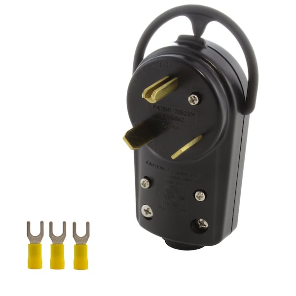 Ac Works 30 Amp 3-Prong RV Travel Trailer NEMA TT-30P DIY Assembly Replacement Plug - ASTT30P