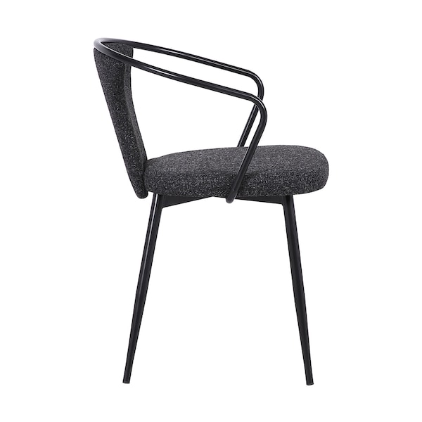Armen Living Francis Contemporary Dining Chair in Black Powder Coated Finish and Black Fabric - LCFCSIBLBL