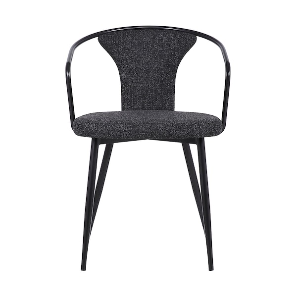 Armen Living Francis Contemporary Dining Chair in Black Powder Coated Finish and Black Fabric - LCFCSIBLBL