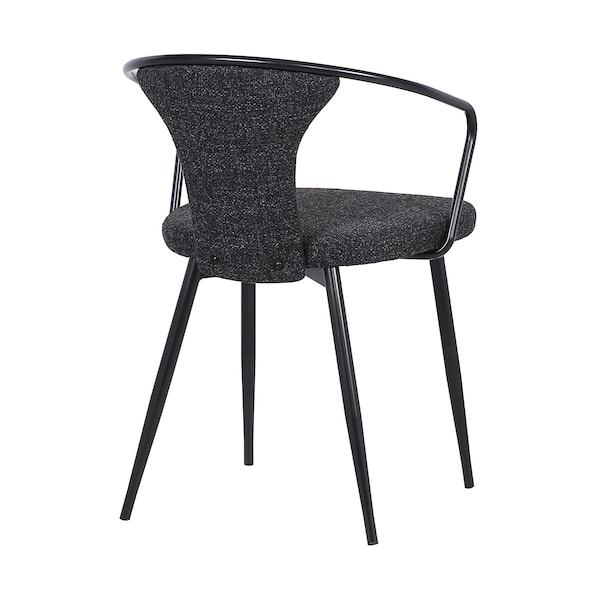 Armen Living Francis Contemporary Dining Chair in Black Powder Coated Finish and Black Fabric - LCFCSIBLBL