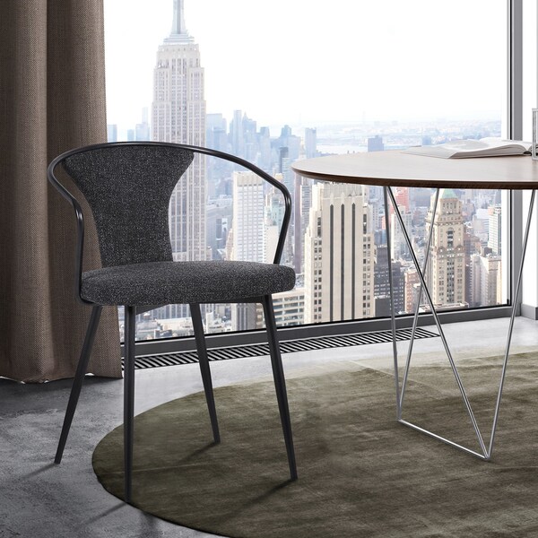 Armen Living Francis Contemporary Dining Chair in Black Powder Coated Finish and Black Fabric - LCFCSIBLBL