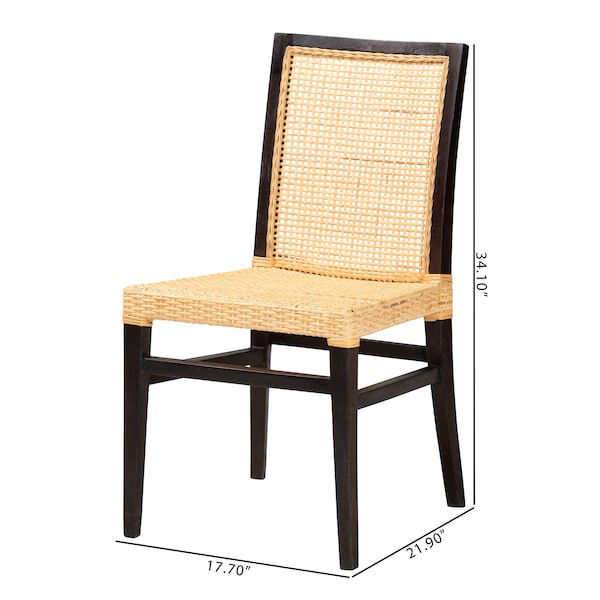 Baxton Studio Lingga Modern Bohemian Dark Brown Mahogany Wood and Natural Rattan Dining Chair - 228-13101-ZORO