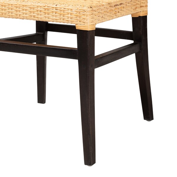 Baxton Studio Lingga Modern Bohemian Dark Brown Mahogany Wood and Natural Rattan Dining Chair - 228-13101-ZORO
