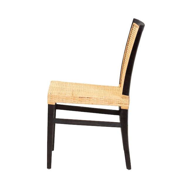 Baxton Studio Lingga Modern Bohemian Dark Brown Mahogany Wood and Natural Rattan Dining Chair - 228-13101-ZORO