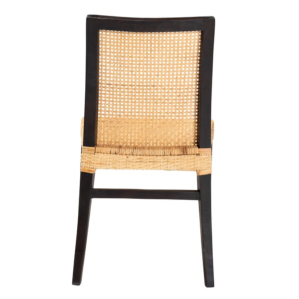 Baxton Studio Lingga Modern Bohemian Dark Brown Mahogany Wood and Natural Rattan Dining Chair - 228-13101-ZORO