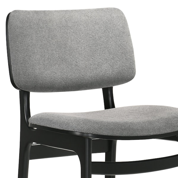 Armen Living Lima Gray Upholstered Wood Dining Chairs in Black Finish - Set of 2 - LCLMSIGRBL
