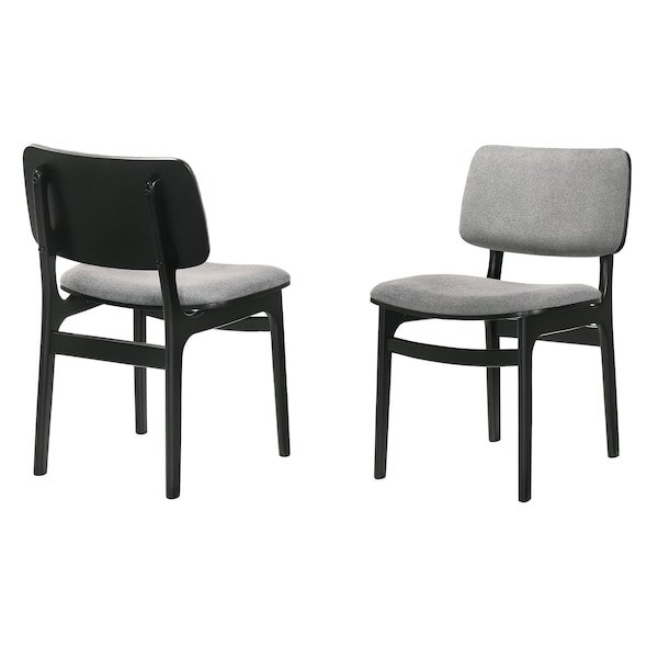 Armen Living Lima Gray Upholstered Wood Dining Chairs in Black Finish - Set of 2 - LCLMSIGRBL