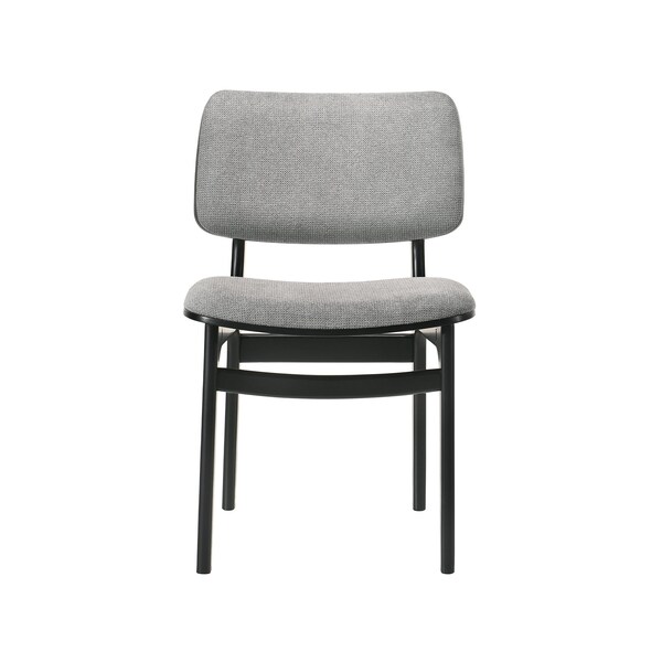 Armen Living Lima Gray Upholstered Wood Dining Chairs in Black Finish - Set of 2 - LCLMSIGRBL