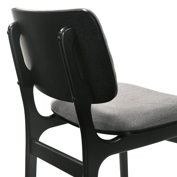 Armen Living Lima Gray Upholstered Wood Dining Chairs in Black Finish - Set of 2 - LCLMSIGRBL
