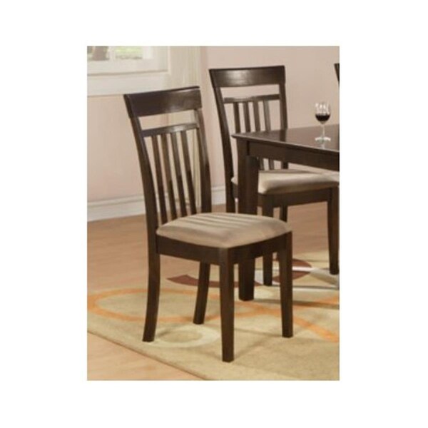 East West Furniture Capri slat back Chair with Upholstered Seat- Cappuccino, 2PK - CAC-CAP-C