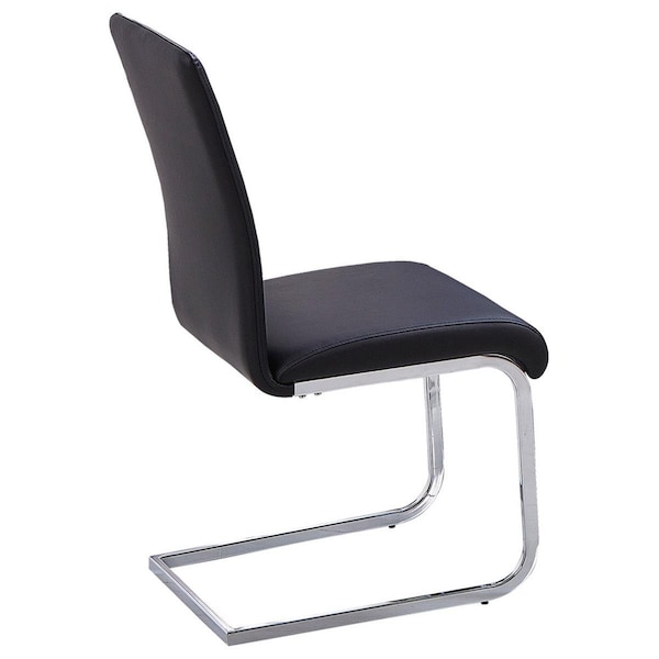 Kd Gabinetes Exe Modern Chrome Dining Side Chairs, Black - Set of 2 - KD2825147