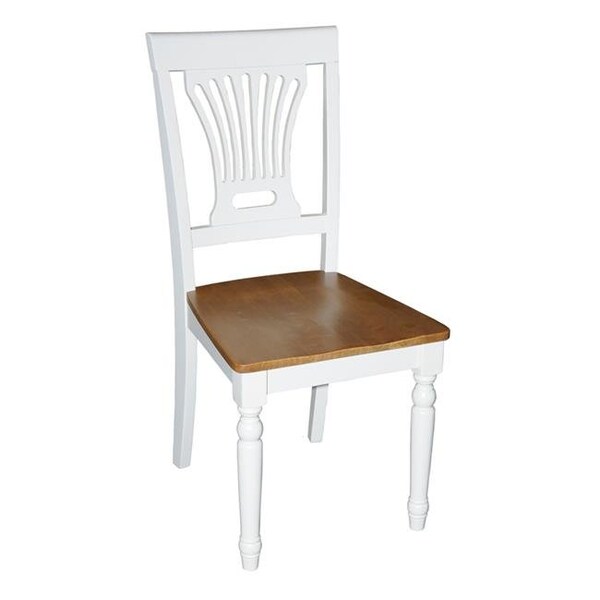 Wooden Imports Furniture Llc Wooden Imports PLV09-WC-BU&CH 2 Plainville Chair with Wood Seat - Buttermilk and Cherry - PVC-WHI-W