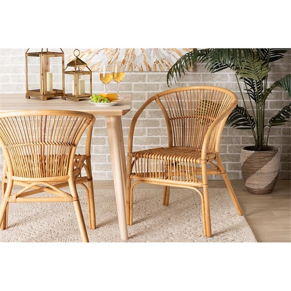 Wholesale Interiors 31.50 x 22.50 x 23.60 in. Baxton Studio Murai Modern Bohemian Rattan Dining Chair, Natural Brown - 193271289950