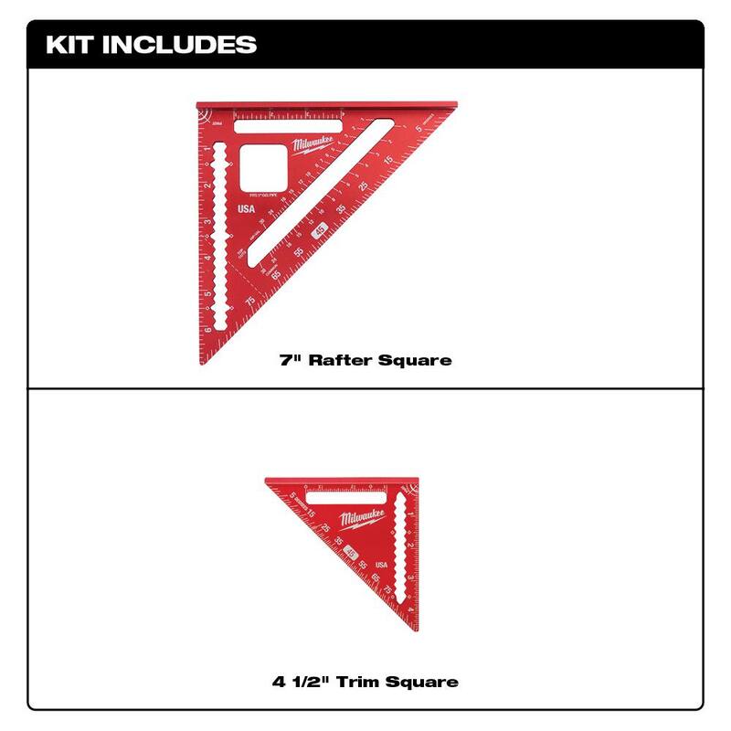Milwaukee 7 in. Rafter Square and 4-1/2 in. Trim Square Set with FASTBACK Utility Knife (2-Pack) - MLSQ070P-48-22-1503