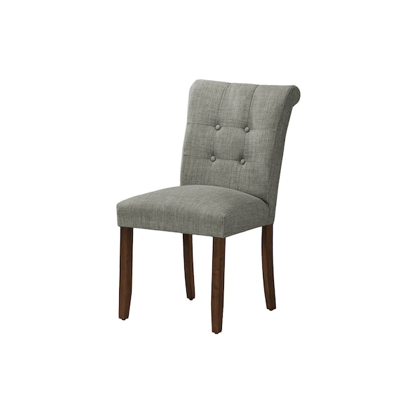 Monarch Specialties Dining Chair, 38'' Height, Upholstered, Grey Fabric, Walnut Wood Legs, Modern, 2PK - I 1218
