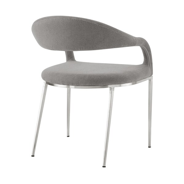 Armen Living Morgan Upholstered Dining Chair with Brushed Stainless Steel and Light Gray Fabric - Set of 2 - LCMOSIBSLGRY