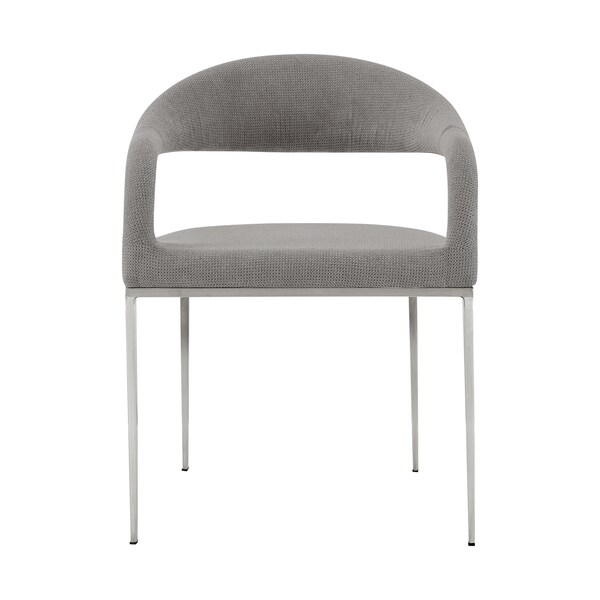 Armen Living Morgan Upholstered Dining Chair with Brushed Stainless Steel and Light Gray Fabric - Set of 2 - LCMOSIBSLGRY