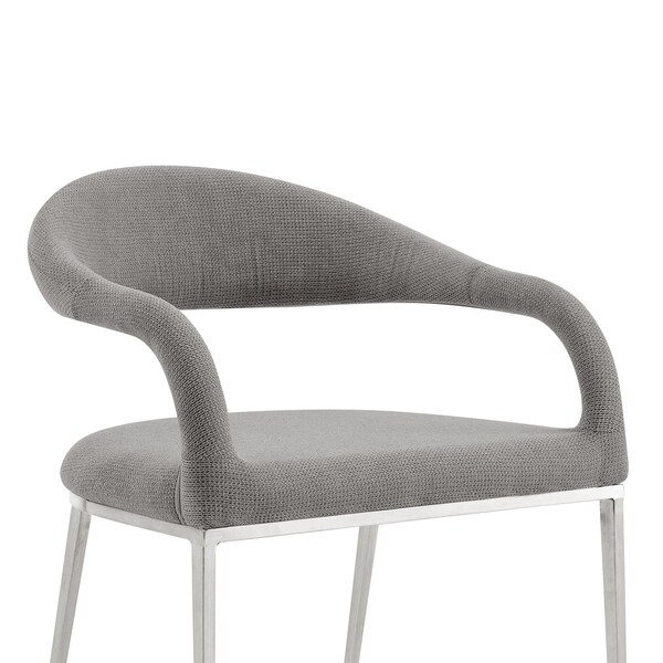 Armen Living Morgan Upholstered Dining Chair with Brushed Stainless Steel and Light Gray Fabric - Set of 2 - LCMOSIBSLGRY
