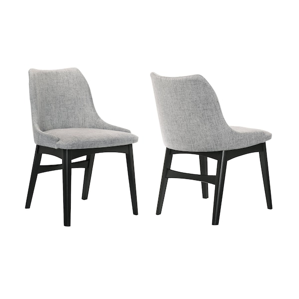 Armen Living Azalea Gray Fabric and Black Wood Dining Side Chairs - Set of 2 - LCAZSIBLGR