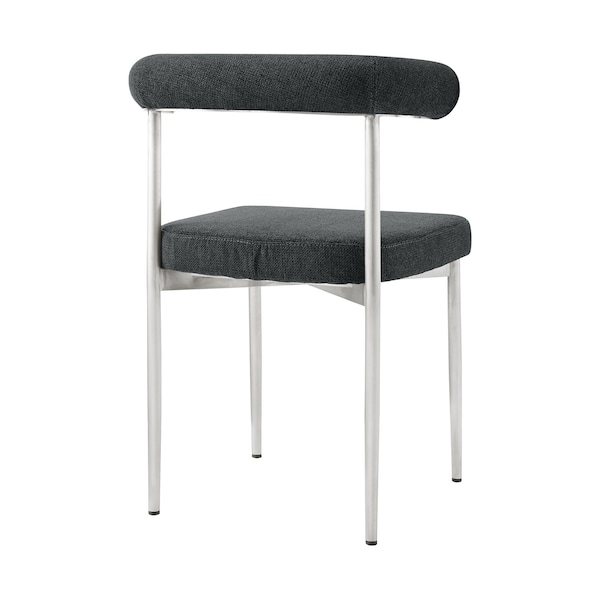 Armen Living Shannon Dining Chair with Brushed Stainless Steel and Charcoal Fabric - Set of 2 - LCSNSIBSCH