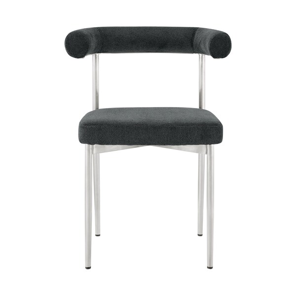 Armen Living Shannon Dining Chair with Brushed Stainless Steel and Charcoal Fabric - Set of 2 - LCSNSIBSCH