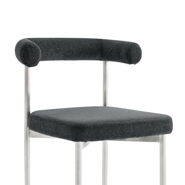 Armen Living Shannon Dining Chair with Brushed Stainless Steel and Charcoal Fabric - Set of 2 - LCSNSIBSCH