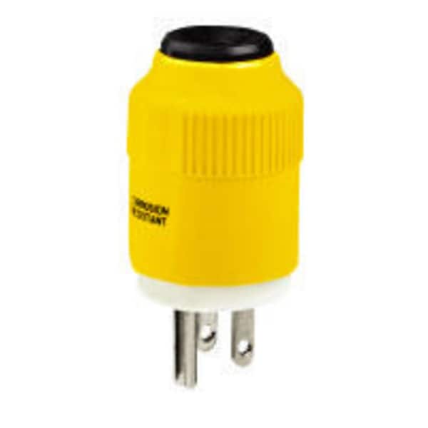 Bryant Straight Blade Device, Male Plug, 15A 125V, 2-Pole 3-Wire Grounding, 5-15P, Yellow - 5266BY