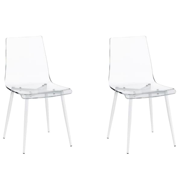 Progressive Furniture A La Carte Set of 2 Clear Acrylic Dining Chairs With White Metal Base - A626-41W