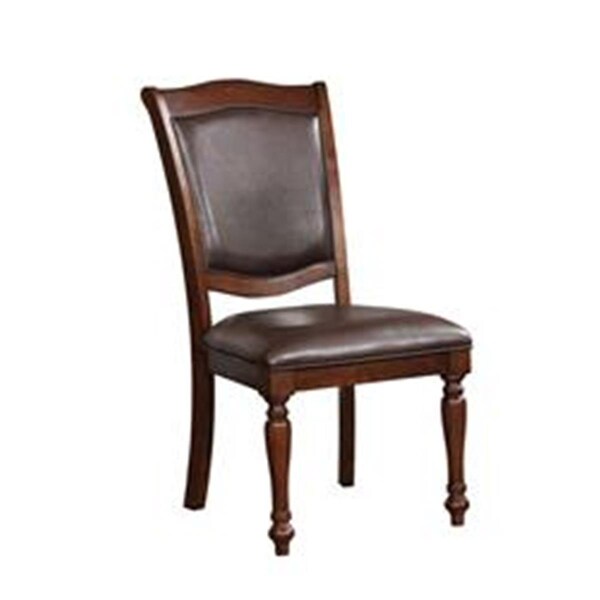 Benzara Wooden Leather Upholstered Side Chair, Brown, 39 x 21 x 26 in., 2PK - BM183612