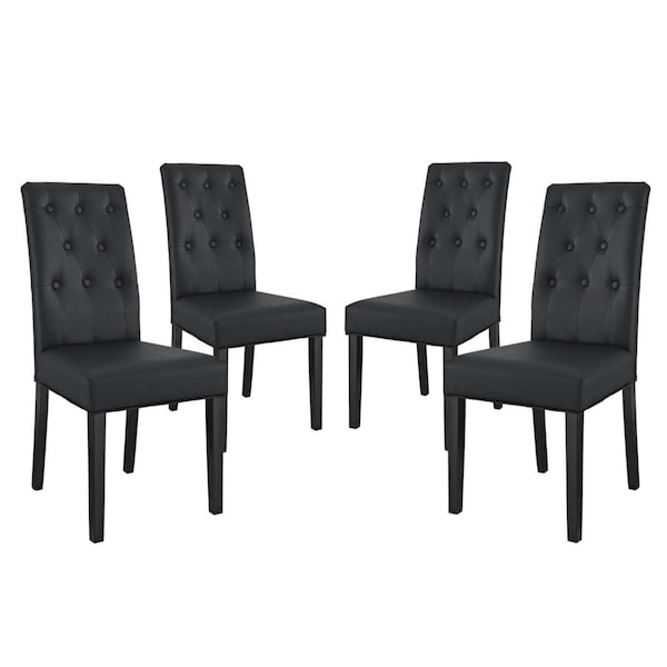 Modway Furniture Confer Dining Side Chair Vinyl - Black, 39.5 x 19 x 24 in., 4PK - EEI-3324-BLK
