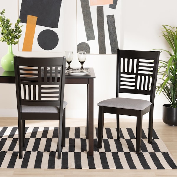 Baxton Studio Deanna Modern Grey Fabric and Dark Brown Finished Wood 2-Piece Dining Chair Set, PR - 232-2PC-13184-ZORO