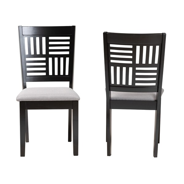 Baxton Studio Deanna Modern Grey Fabric and Dark Brown Finished Wood 2-Piece Dining Chair Set, PR - 232-2PC-13184-ZORO