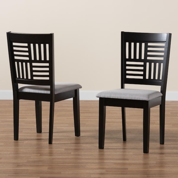 Baxton Studio Deanna Modern Grey Fabric and Dark Brown Finished Wood 2-Piece Dining Chair Set, PR - 232-2PC-13184-ZORO