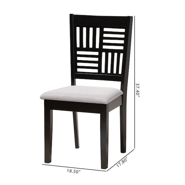 Baxton Studio Deanna Modern Grey Fabric and Dark Brown Finished Wood 2-Piece Dining Chair Set, PR - 232-2PC-13184-ZORO